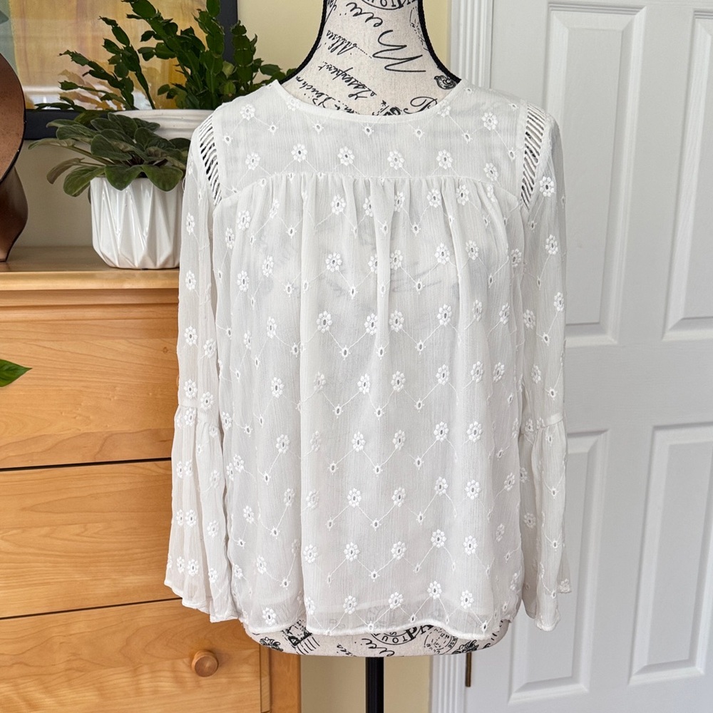 LOFT White Floral Blouse